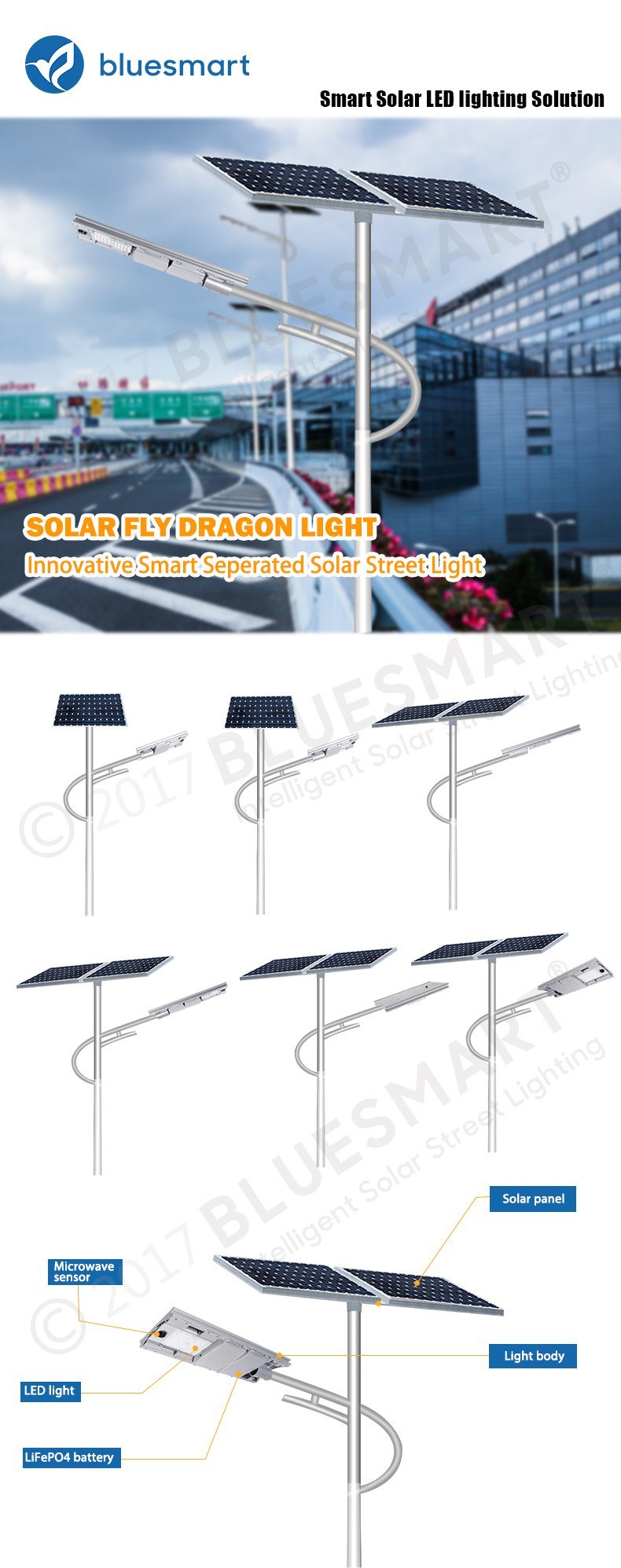 80W All-in-One/Integrated Solar Products LED Garden Lighting Outdoor Sensor Night Street Light