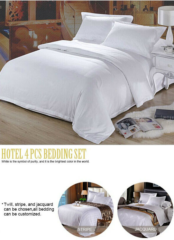 Wholesale White Cotton Hotel Jacquard Bed Linen Luxury Hotel Bedding