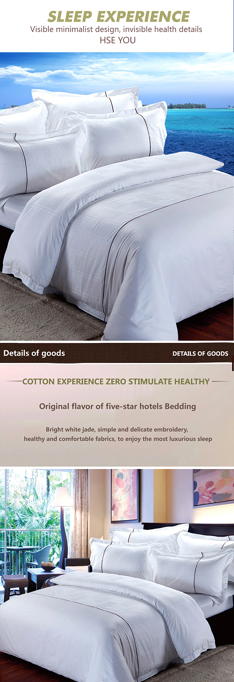 Luxury 100% Cotton White 300t Jacquard Hotel Bedding Set White Flat Bed Sheet Sets