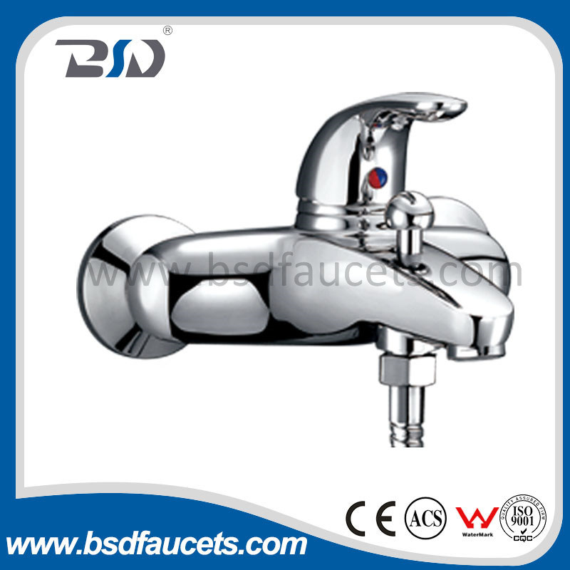 Hot Cold Water Exposed Wall Mount Brass Chrome Bath Faucet