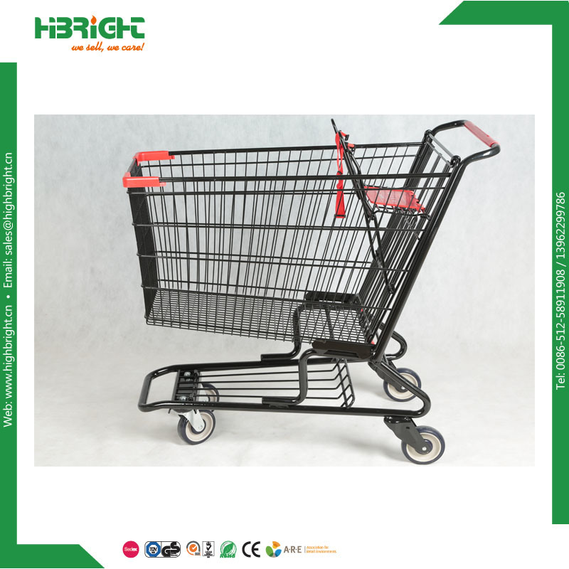 Asian Style Supermarket Metal Wire Shopping Trolley