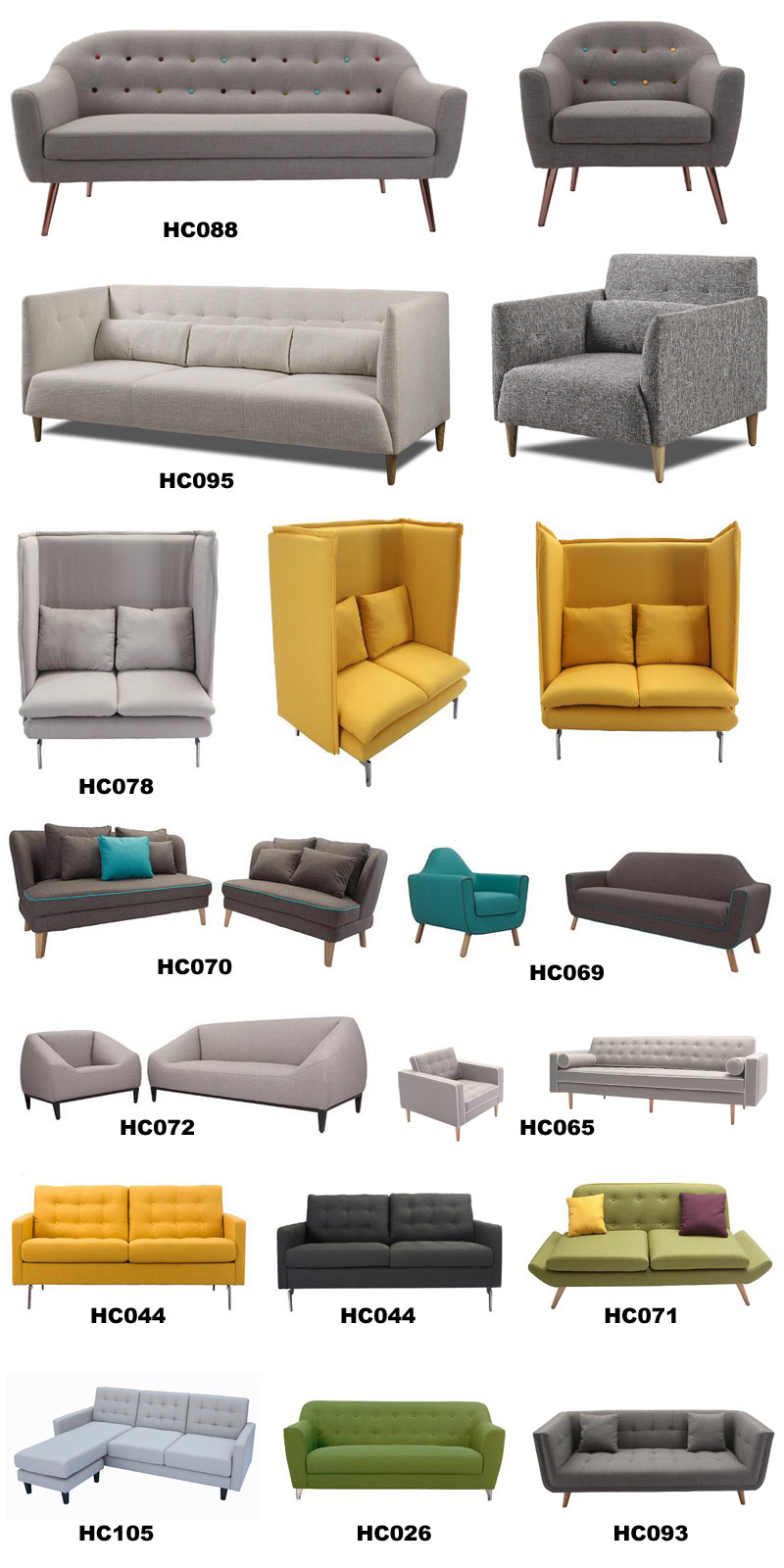 Home Furniture Living Room Sofa Modern Fabric Sofa Set (HC095)