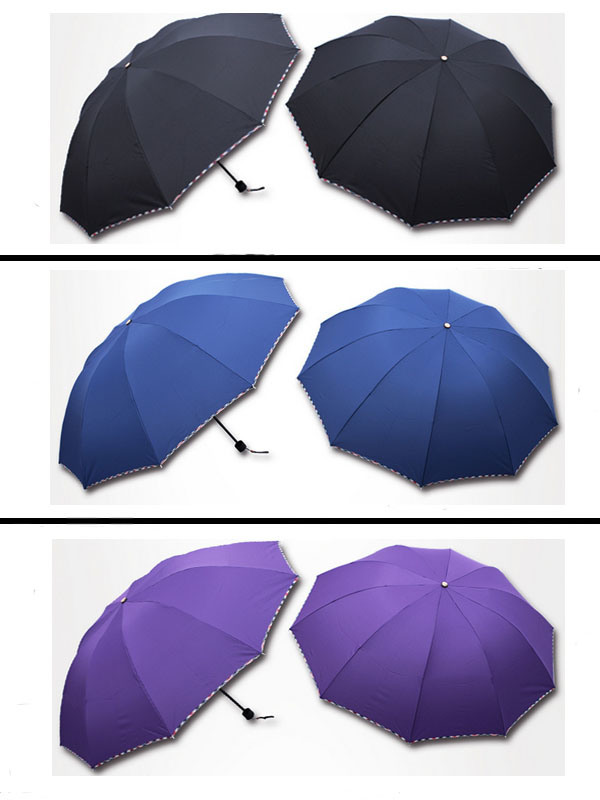 Simple Design 3 Fold Manual Open Trim Paste Rain/Sun Umbrella