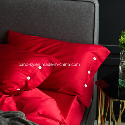 Cotton Solid China Red Color Sateen Bedding Set