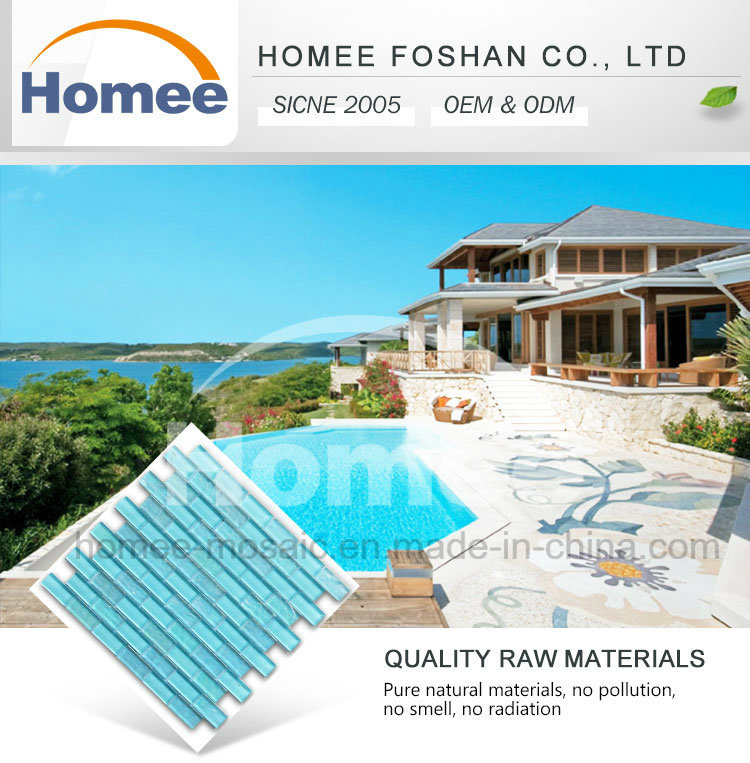 Blue Color Crystal Brick Tile Swimming Pool Mosaic Tile