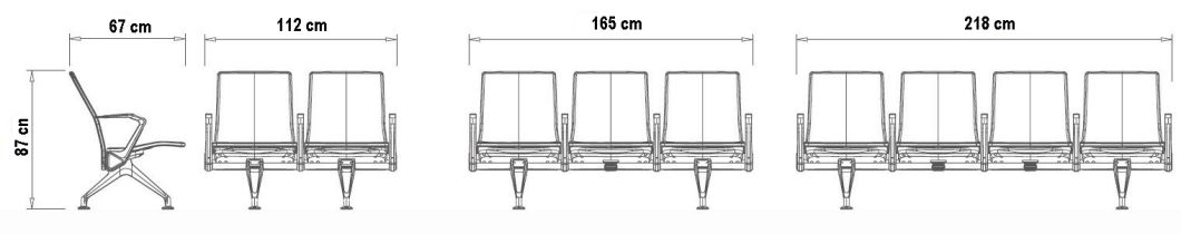 Garden Furniture Metal Padded Metal Waiting Chair Yf-259-3