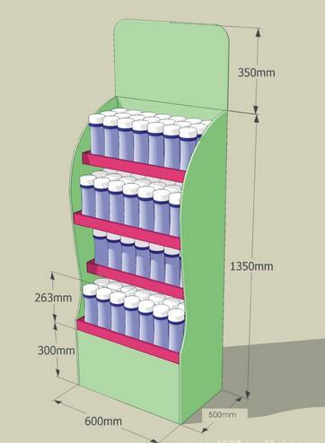 Advertising Pop Cardboard Display Stand/Supermarket Advertising Shelf Standing