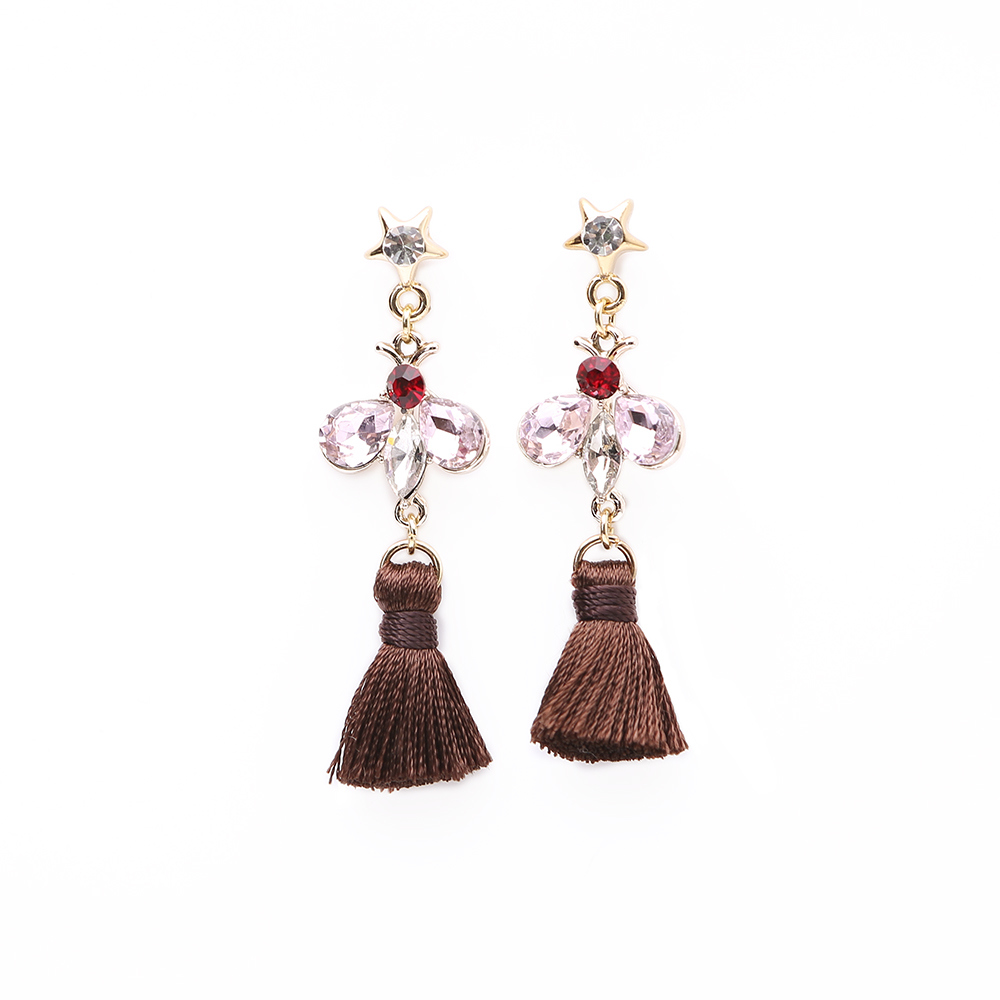 Women Girl Ladies Vintage Crystal Tassel Dangle Stud Earrings Jewelry