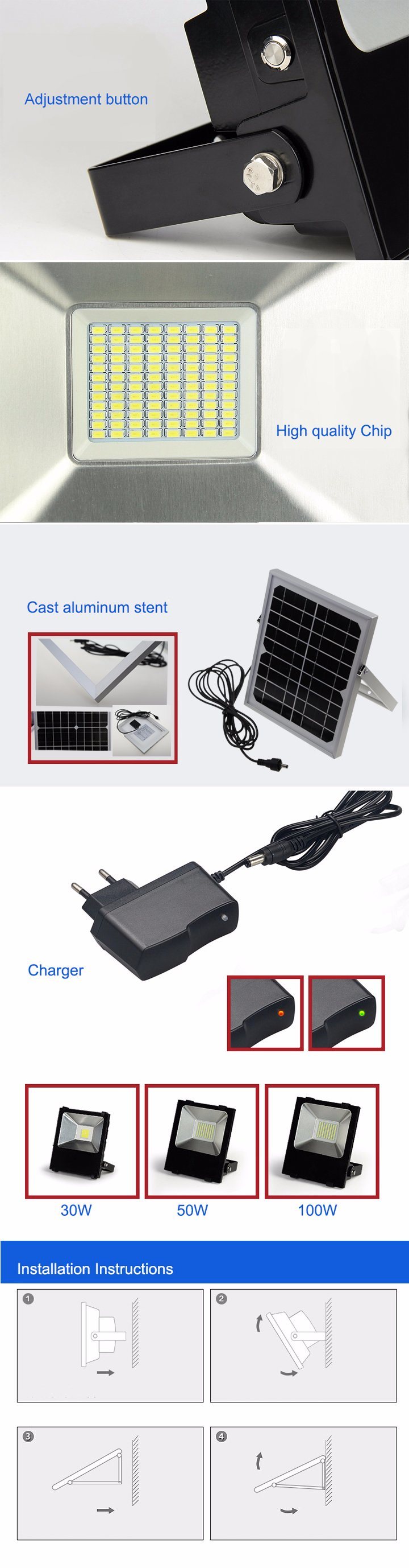 Solar LED Flood Light with Emergency Light