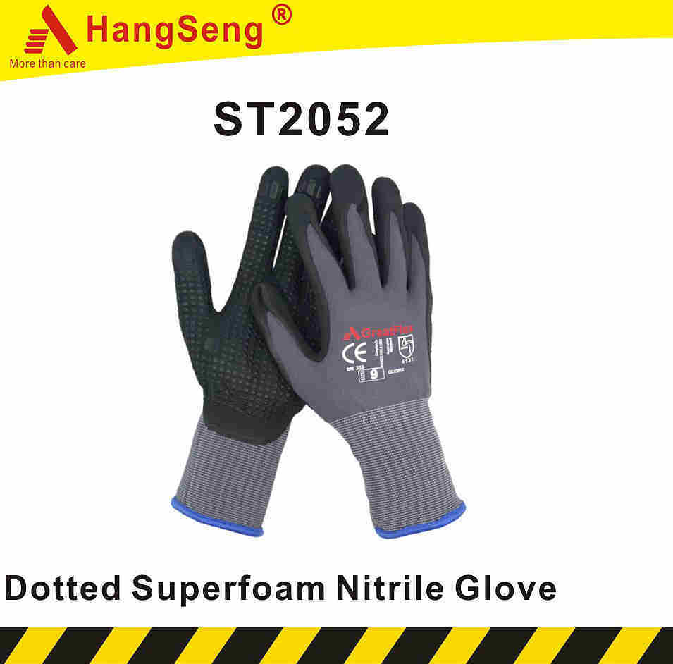 Atg Maxiflex Style Dotted Super Ultra Foam Nitrile Safety Work Glove for Industrial Use