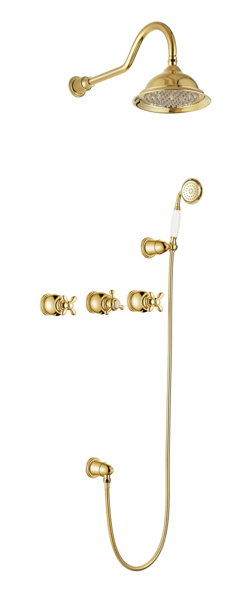 Wall Mounted Antique Brass Concealed Shower Set (zf-W74)