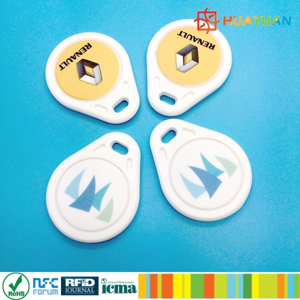 HUAYUAN Programmable good looking Colorful NTAG213 NFC RFID leather Keychain