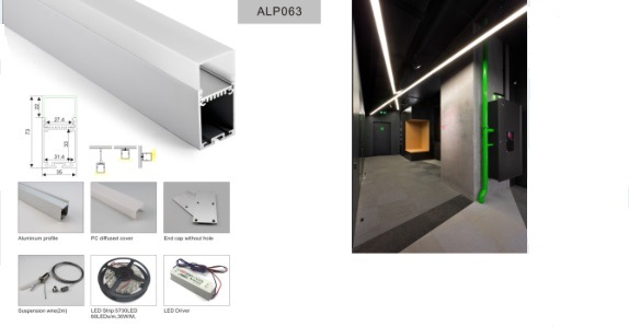 Alp063 Driver-in Aluminum Profile for Warehouse Linear Lighting Strong and Durable LED Aluminum Profile Environmentally Friendly Aluminum Extrusion Channel