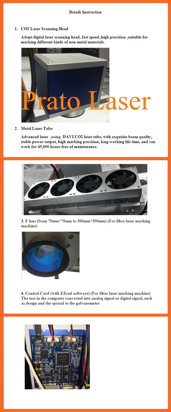 30W CO2 Laser Marking Machine for Bar Code Expiry Date on Non Metal