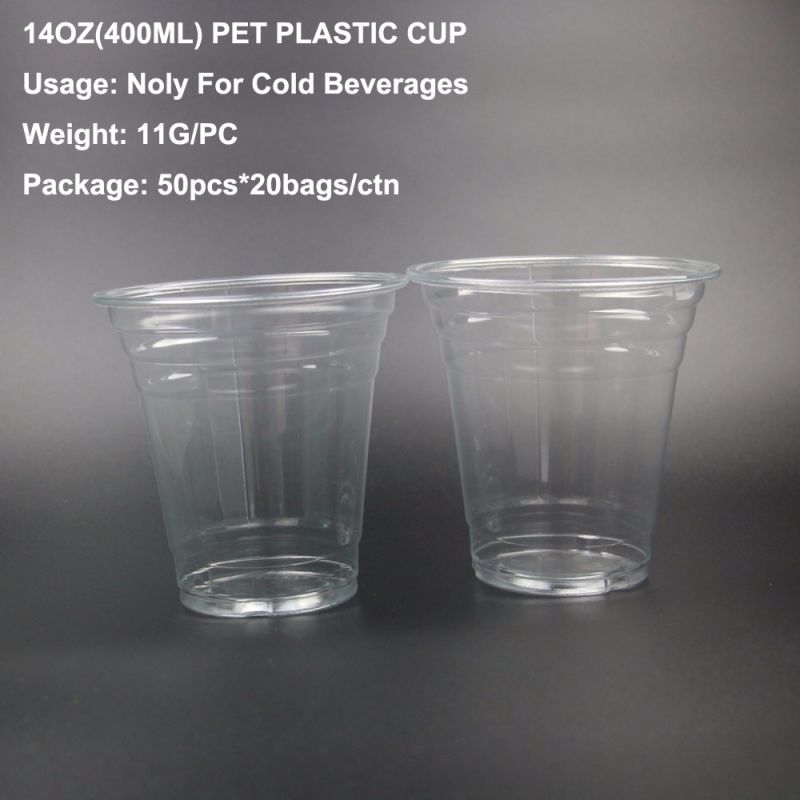 14oz Disposable Plastic Bubble Tea Cup with Lids and Logo