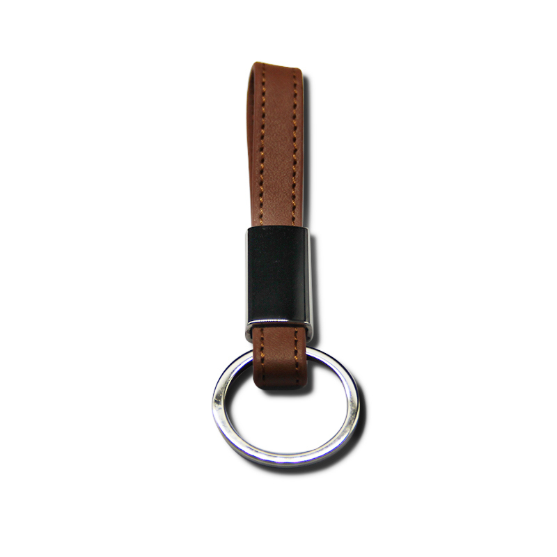 Custom Cheap Leather Keychain with Keyring for Promotion