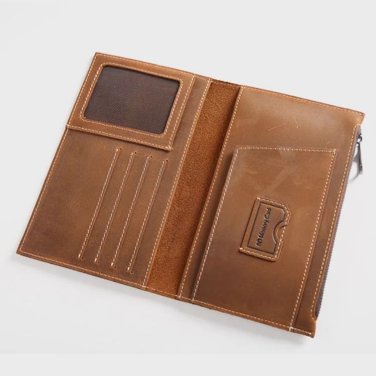 Vintage Genuine Cow Leather Travel Wallet Passport Holder Wallet