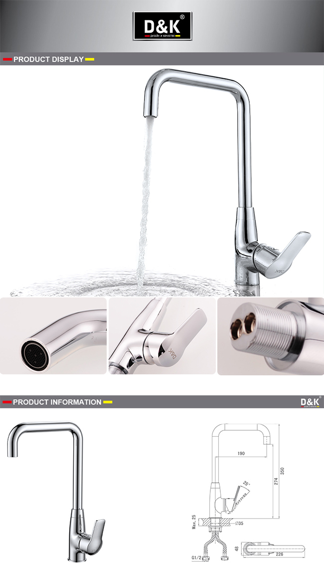 Modern Design Hot Selling Chrome Plated Single Handle Kitchen Mixer Faucet