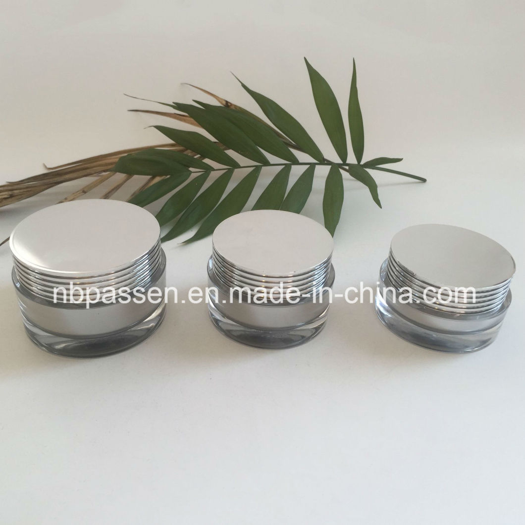 New Arrival 20/30/50g Silver Acrylic Cosmetic Jar (PPC-NEW-126)