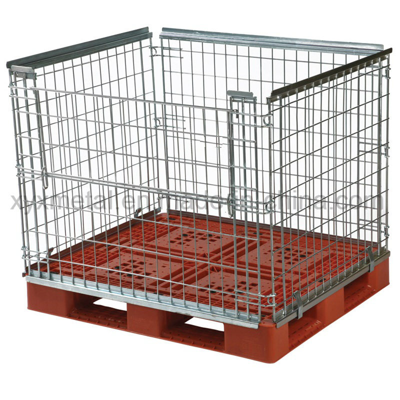 Standard Euro Pallet Cage Wire Formed Collapsible Storage Mesh Container