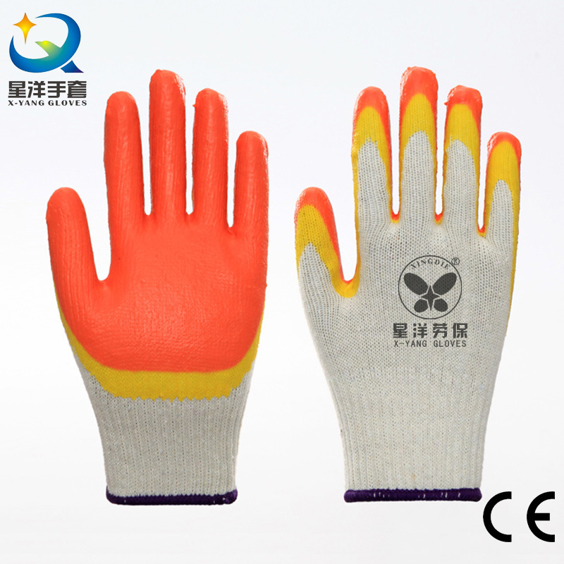 Cotton Shell Double Color Latex Dipping Safety Work Glove (L018)