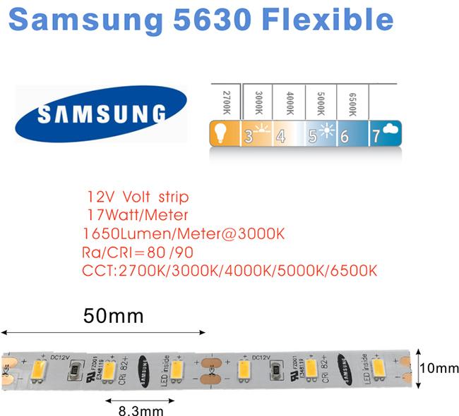 Changeable 12V SMD 5630 Flexible LED Strip Light for Hotels