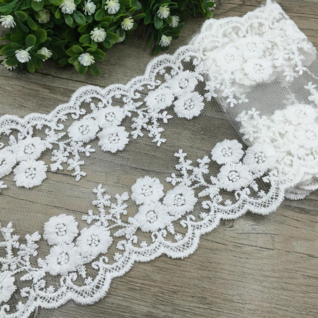 Embroidered Border Mesh Lace Trim