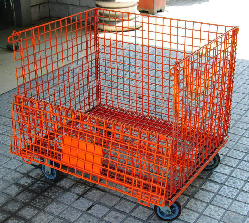 Welded Wire Mesh Collapsible Storage Cage with Wheels for Logistics