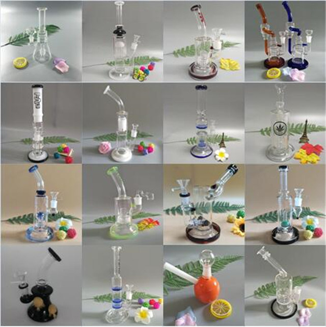 Smoking Water Pipes Glass Hookahs with Fritted Disc Glass Pipes (WG-008)