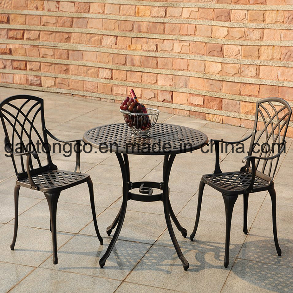 Fendias Outdoor Patio Cast Aluminum Leaf Design Bistro Set in Antique White