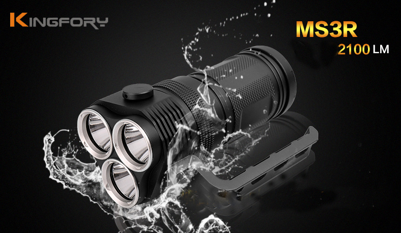 Multifunctional 3 X Xm-L U2 Waterproof IP66 Powered by 4PCS 18650 Rechargeable Hand-Held 2100 Lumen Ultra Bright Flashlight