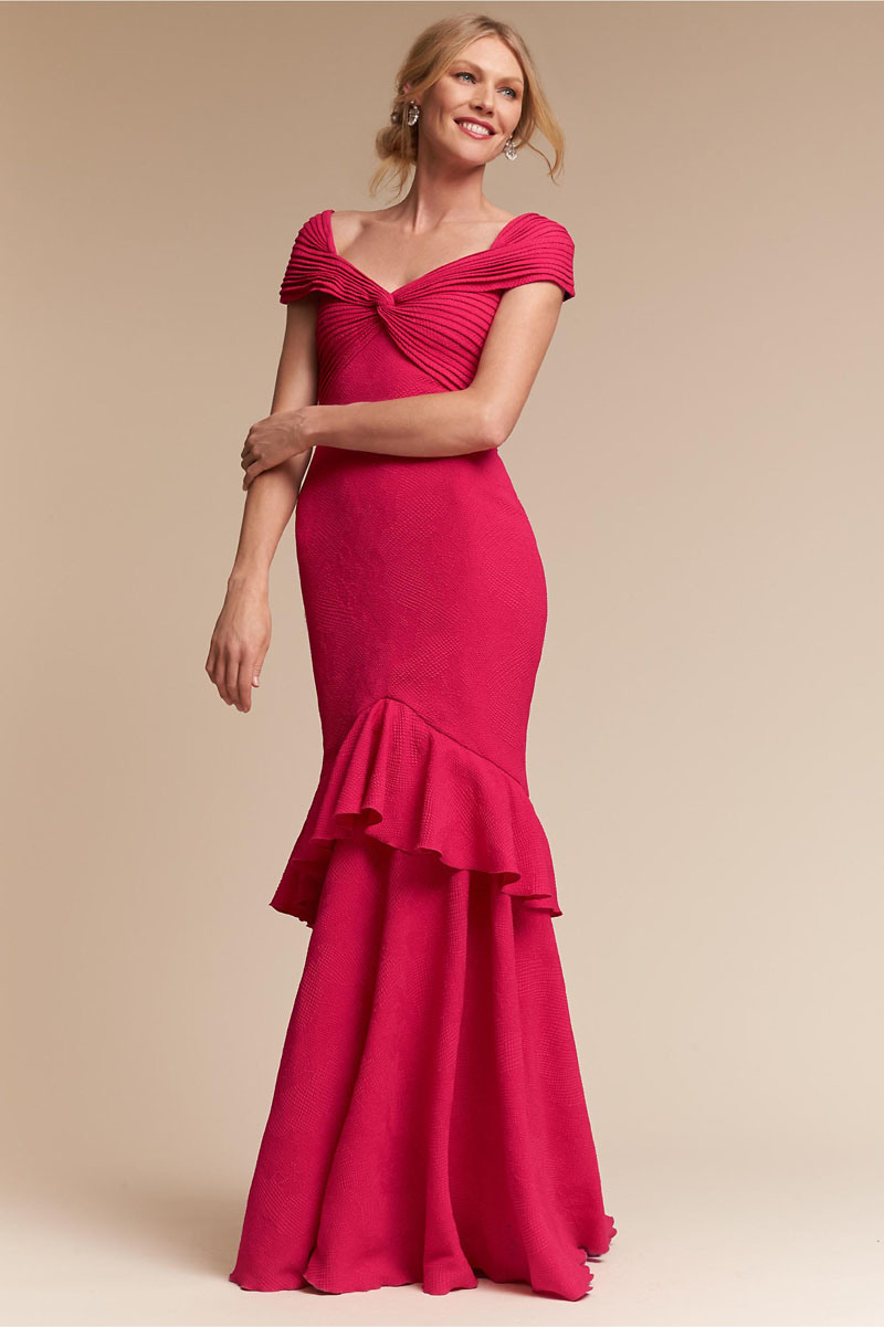 Flattering Cap Sleeves Evening Dress with Featuring a Front Twist Detail