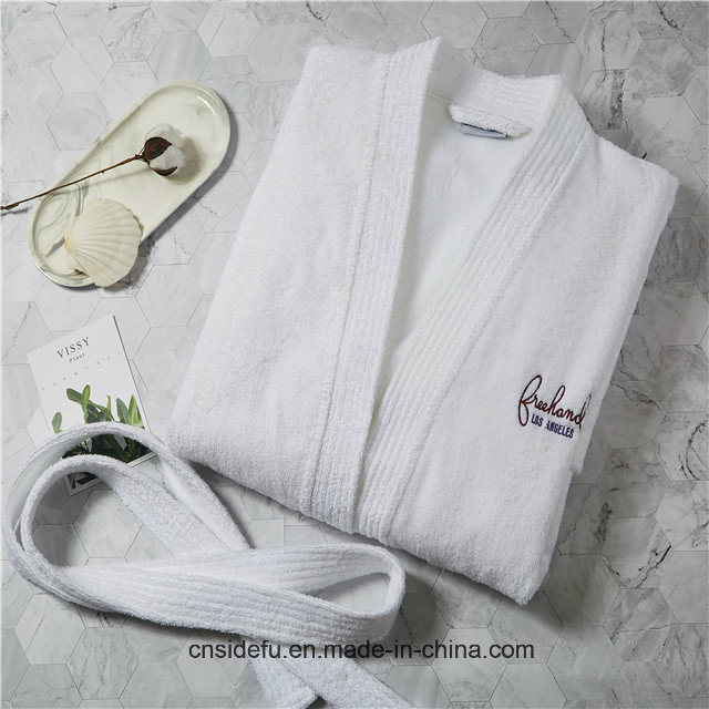 Embroidery Luxury White Hotel 100 Cotton Terry Cloth Bath Robe