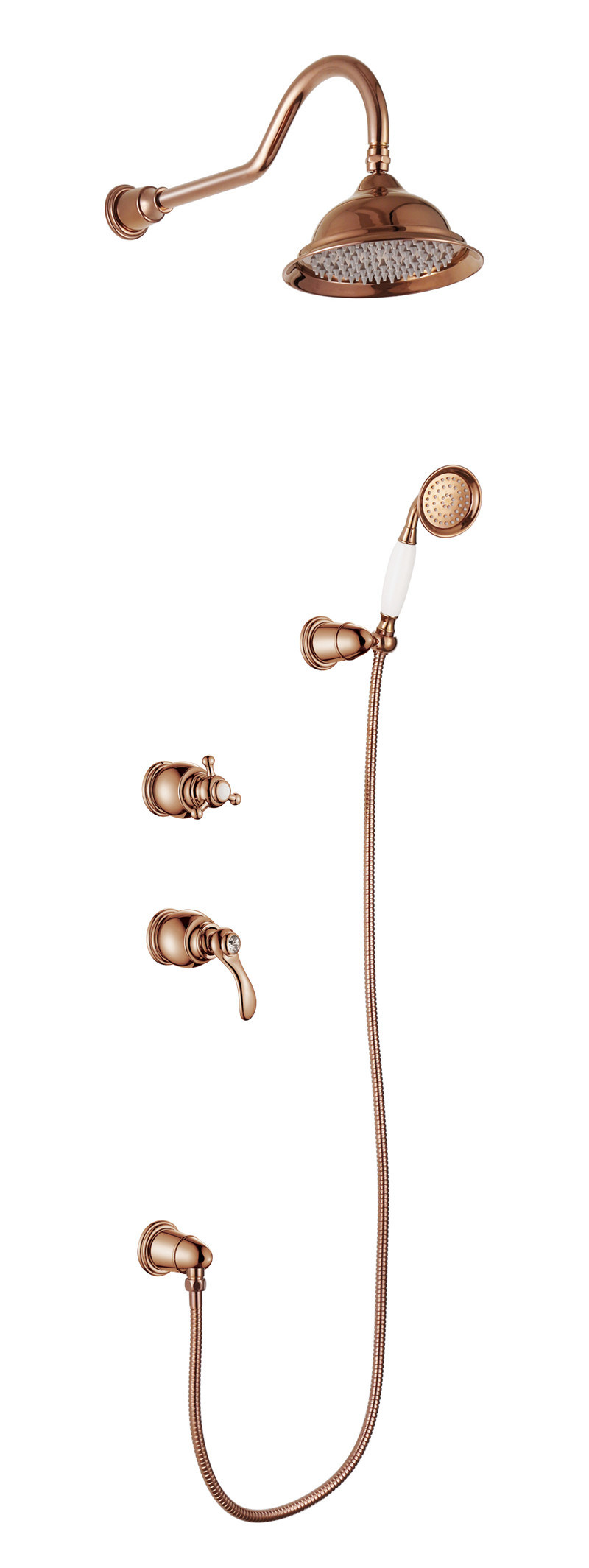 Wall Mounted Antique Brass Concealed Shower Set (zf-W55)