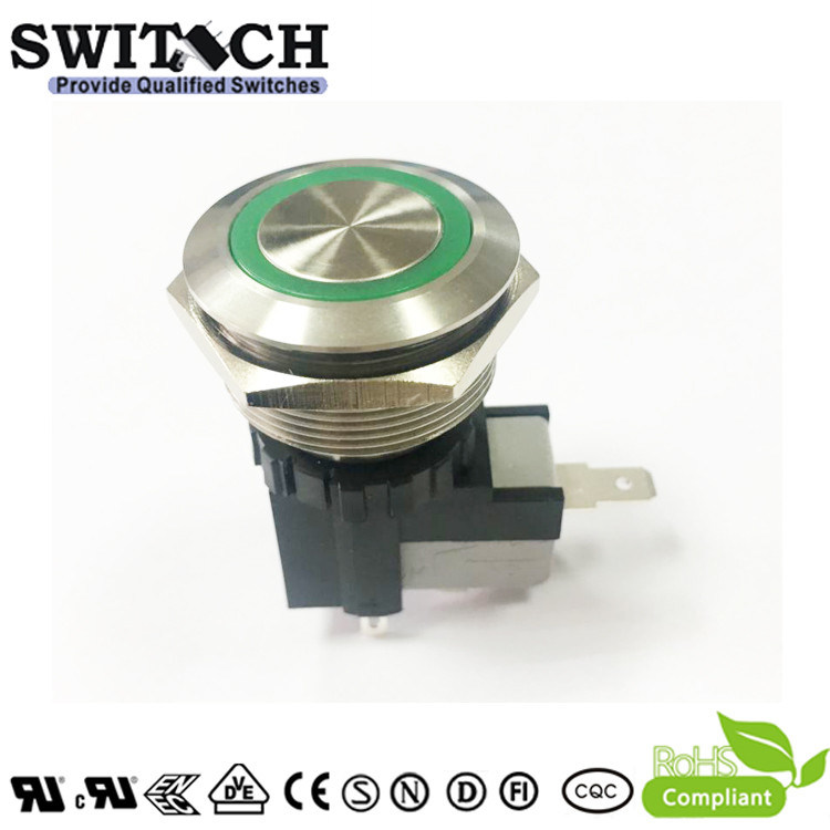 25A IP67 Waterproof Illuminated Metal Push Button Switch with 250 Quick Connector or Wired (MW28)