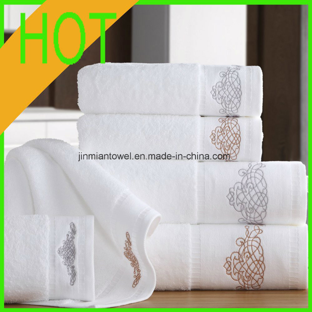 100% Cotton White Plain Weave Towel Hotel Bath Towel