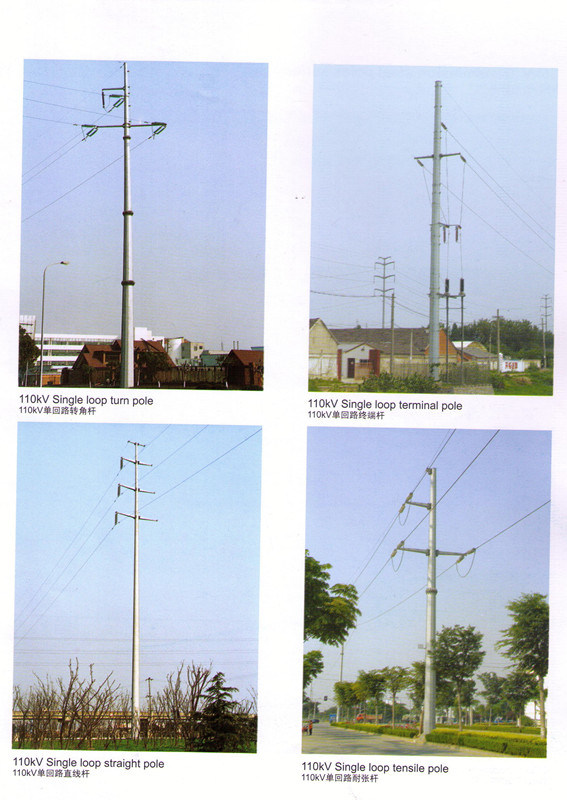 110kv Double Circuit Electric Power Steel Pole