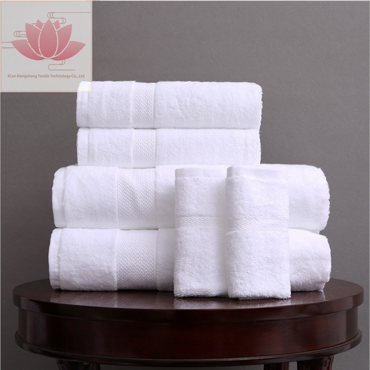 Custom Star Hotel Used White 100% Cotton Jacquard Terry Towel