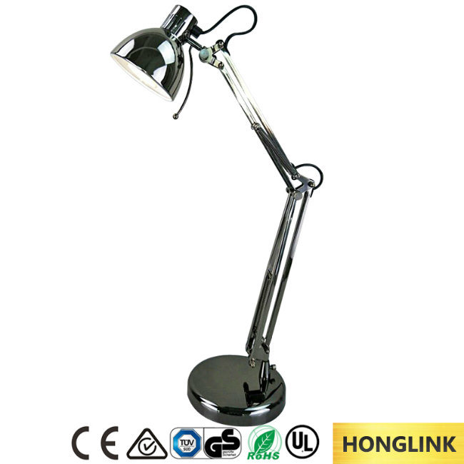 Black Chrome Classic Adjustable Reading Desk Lamp for LED Bulb