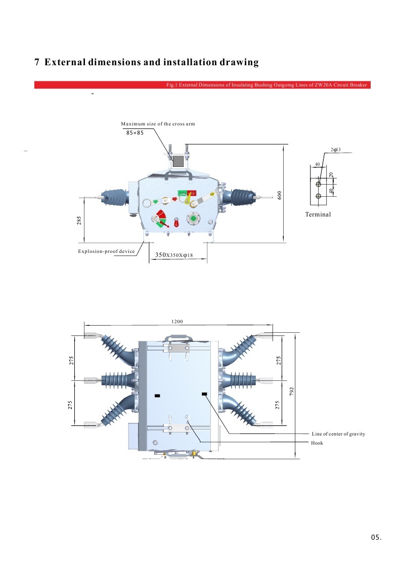 Zw20f-12e Series Vacuum Circuit Breaker Outdoor Type