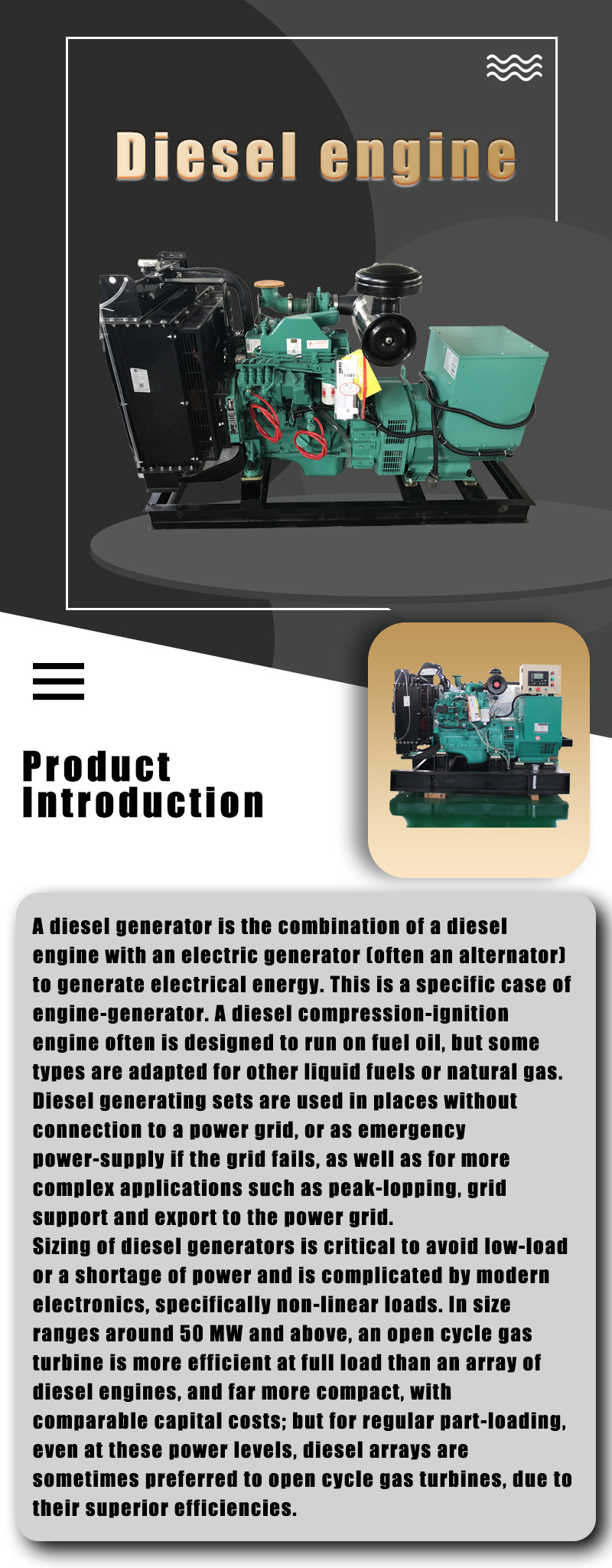 Factory Direct Supply 300kw and 120kw Diesel Generator Set