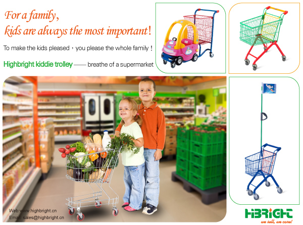 Supermarket Children Shopping Trolley/ Kids Metal Shopping Cart/Kids Shopping Cart with Flag