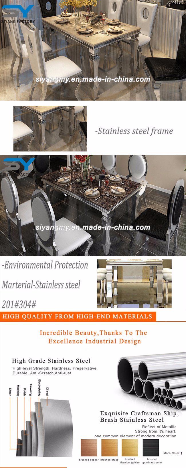 Best Selling Stainless Steel Dining Table for Hotel Furniture