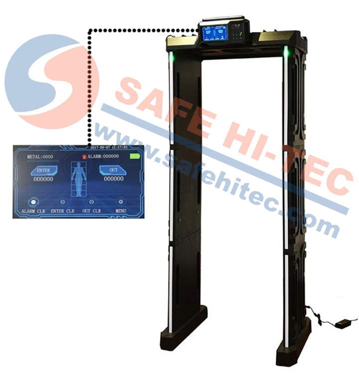 Portable Walkthrough Metal Detector 6 Sensor Zones with Brilliant LED Detection Indicators SA300F