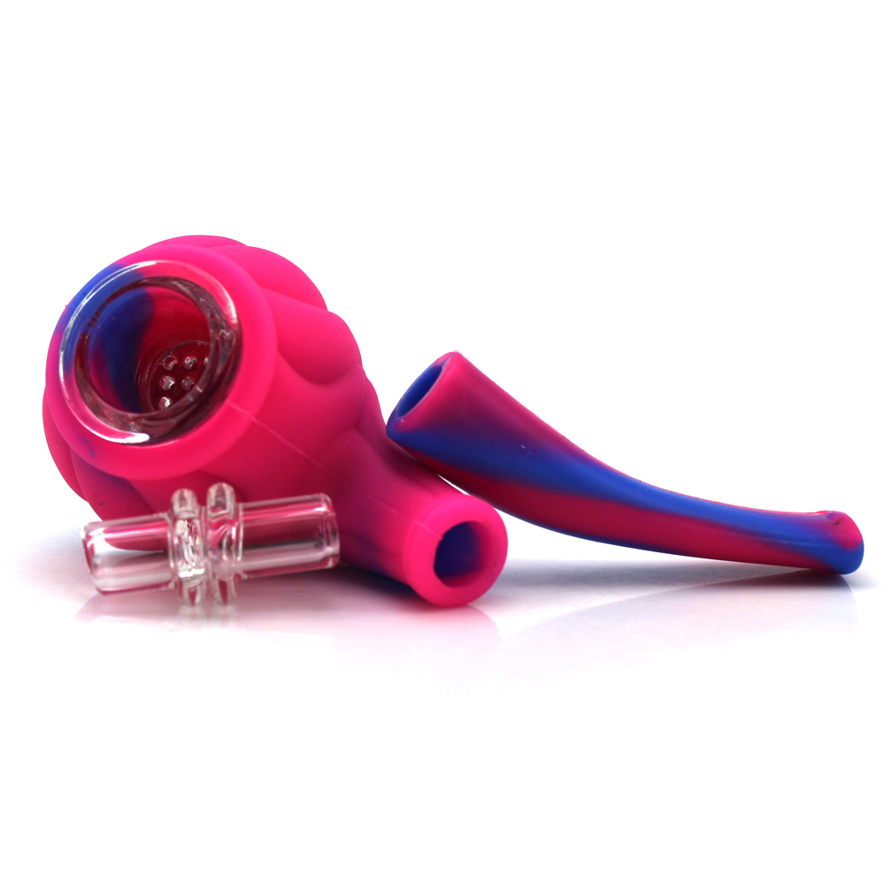 Colourful Silicone Smoking Pipe with Flowers Pattern