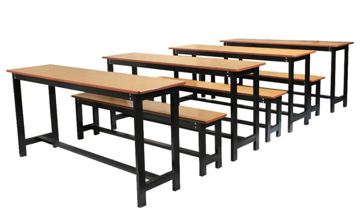 Long School Desk and Bench for 3 Students