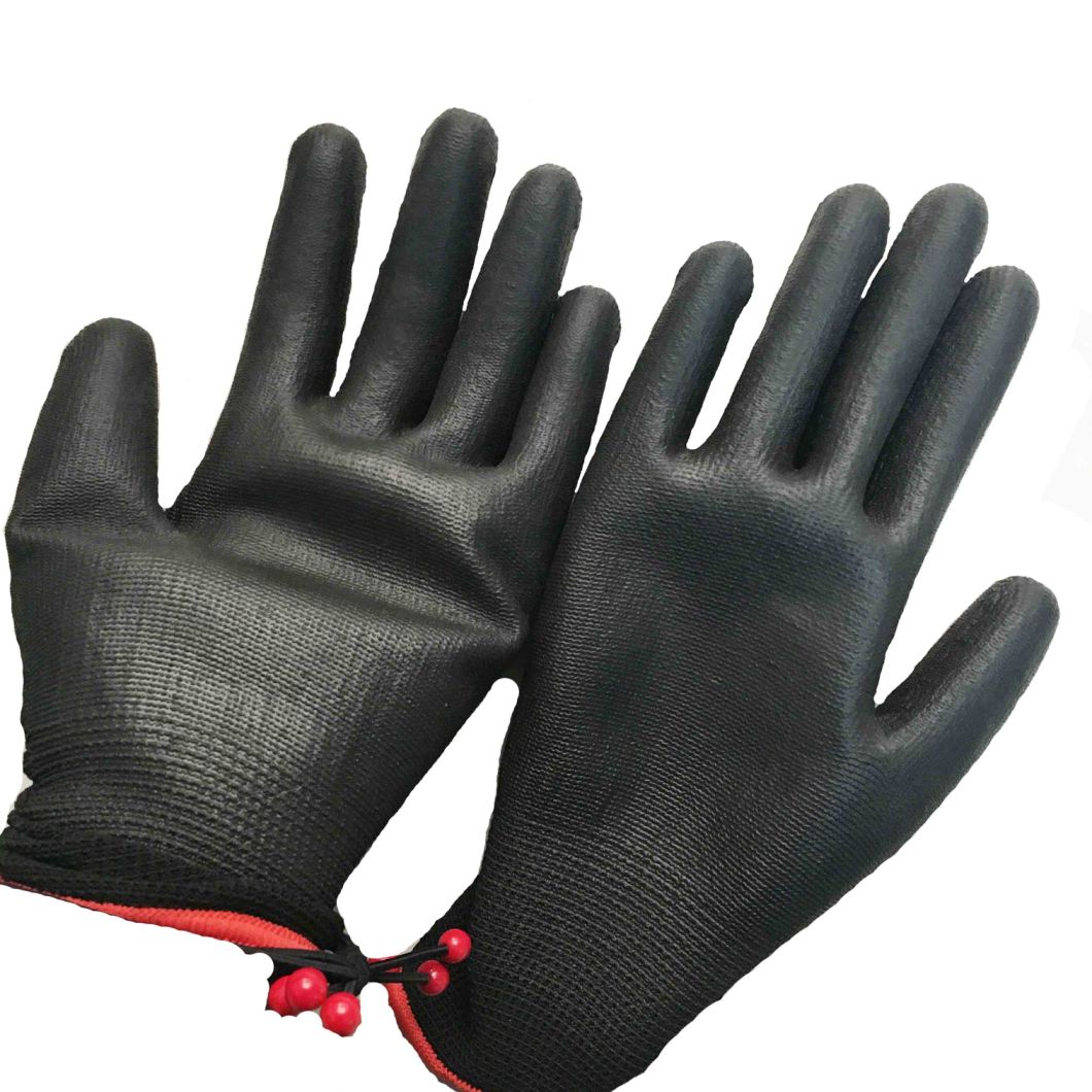 Safety Black Color Safety PU Coated Working Gloves