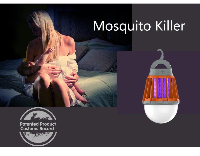 Compact Bug Zapper Bulb Mosquito Killer Camping Light