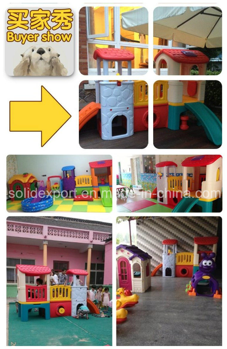 Colorful Indoor Kids Plastic Play House Slide with Blowing Toy for Amusement Park