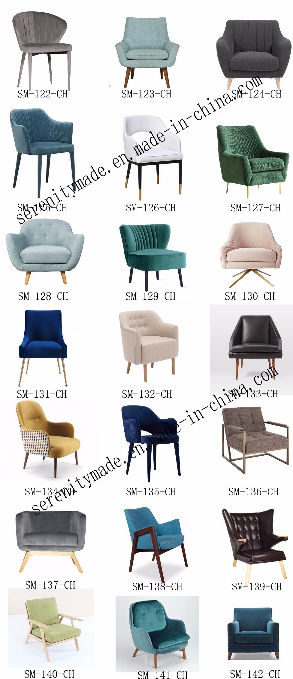 Chinese Furniture Supplier Wooden Frame Armchair Velvet/Leather/Fabric Upholstered Chair for Restaurant and Bar and Hotel